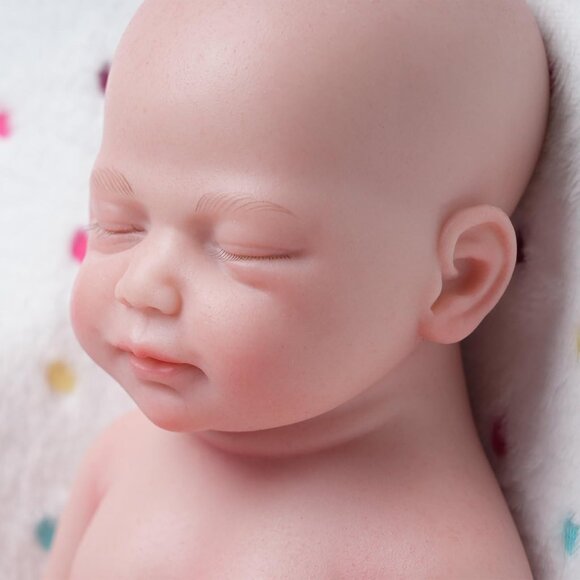 🆕18 inch Full Body Platinum Silicone Bald Baby Dolls Sleeping Closed Mouth Girl - Picture 7 of 8